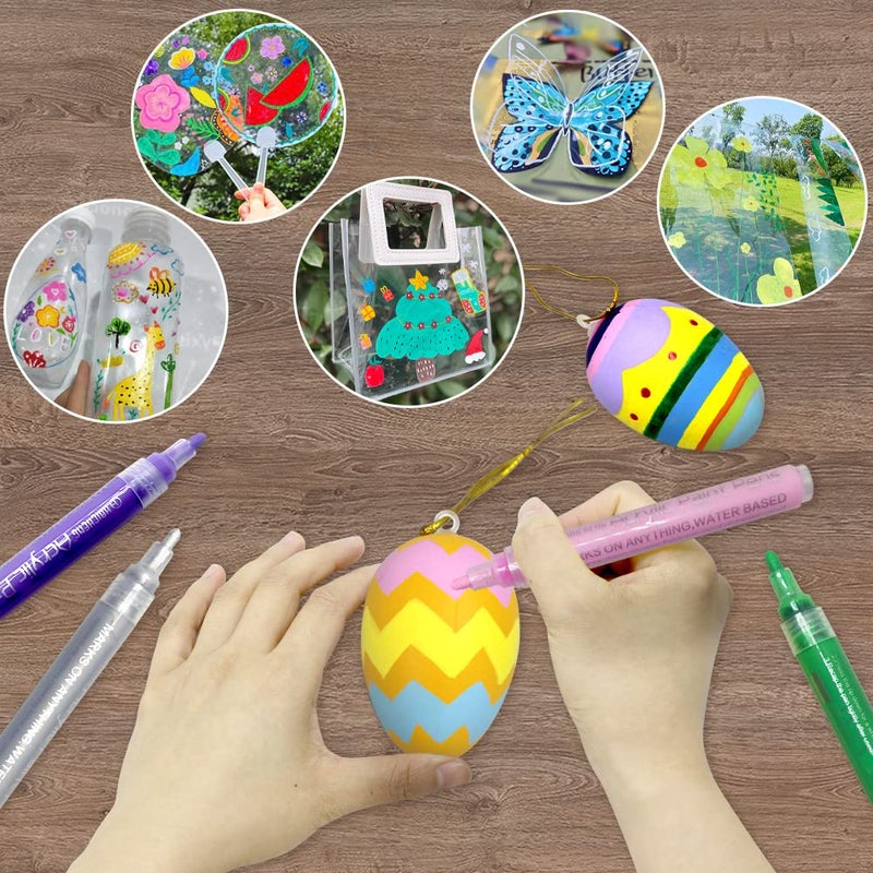 CH HAICHENG 12 Colors Acrylic Paint Pens for Rocks Painting, Wood, Metal, Glass, Plastic, Canvas, Ceramic, Seashell, Paint Markers for Plastic Surfaces - Image 4